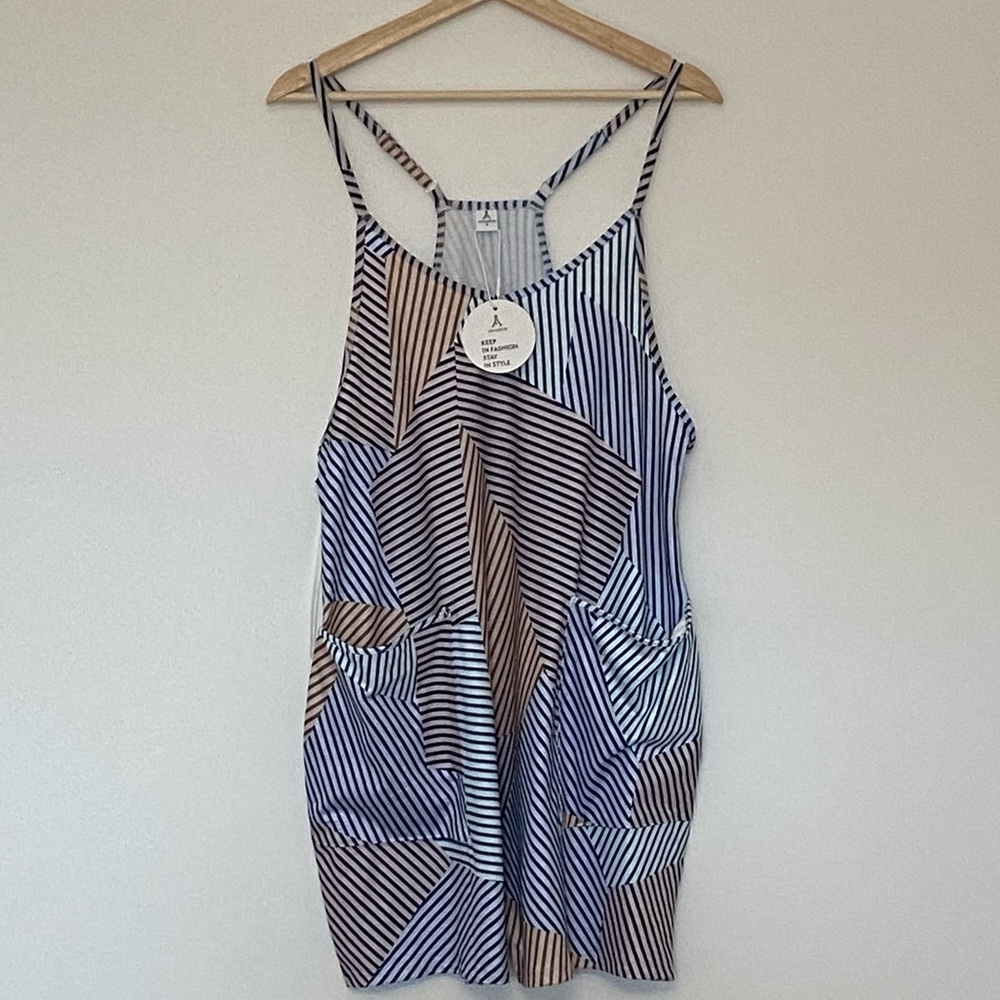 NWT Anrabess Romper Diamond Striped, Multicoloured, Adjustable Strap, Size Small